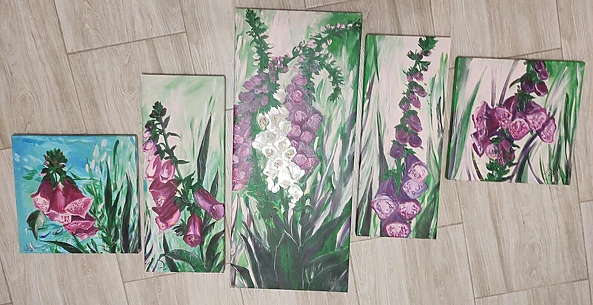 LUCYNA Wiech - Foxglove - triptych x 5 paintings