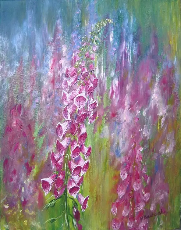 Maria Roszkowska - Foxgloves in the garden