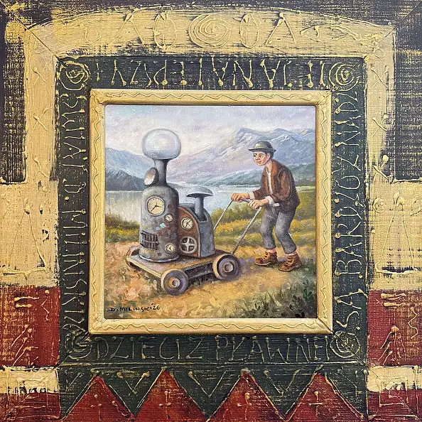 Dariusz Miliński, Napowietrzacz świata, Obraz olejny - płótno, 30 x 30