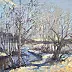 Krzysztof Trzaska - Narewka nel dipinto Winter III, 35x45 cm in passe-partout e cornice 50x60 cm