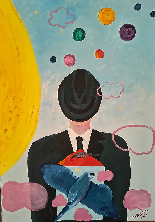 Elżbieta Sulecka, Naissance à l'Univers, Peinture à l'huile - toile, 50 x 73