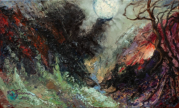 Ryszard Tyszkiewicz - Narodziny księżyca z cyklu Duch gór Karkonoszy.