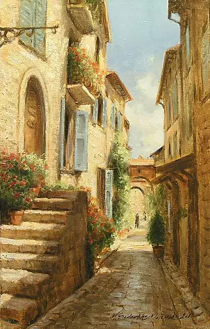 Małgorzata Sadowska Majewska - Wąska uliczka - miasteczko w Prowansji