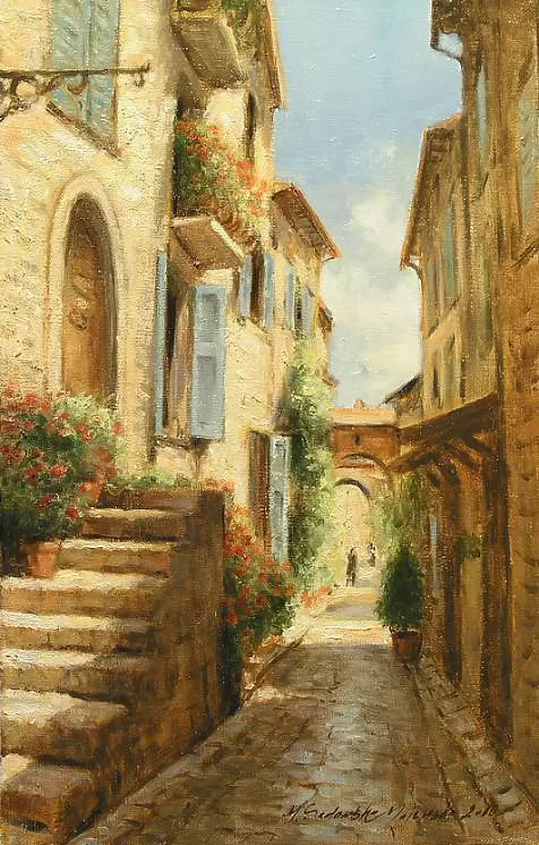 Małgorzata Sadowska Majewska - Wąska uliczka - miasteczko w Prowansji