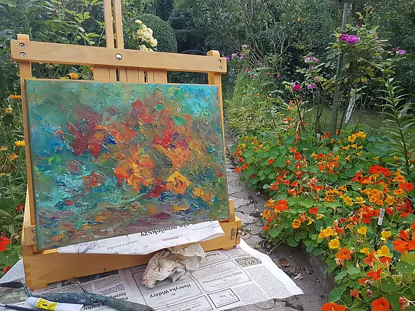 Bożena Mozolewska - Nasturcje w ogrodzie