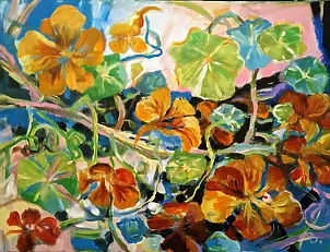 Anna Borcz - Nasturtiums with blues
