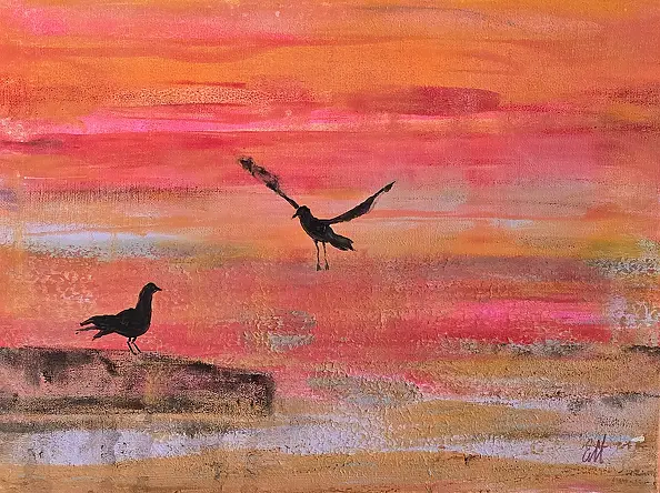 Ewa Mościszko - Our Rendez-Vous, 30x40x1 cm. Acrylic on canvas