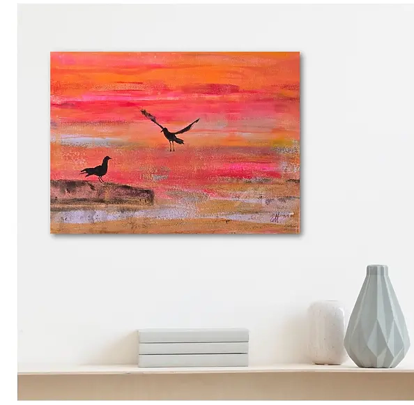 Ewa Mościszko - Our Rendez-Vous, 30x40x1 cm. Acrylic on canvas