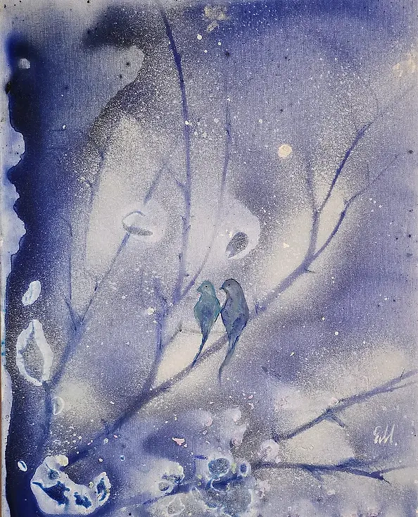 Ewa Mościszko - Nasze Randez-Vous,  blue, 50x40x1cm 