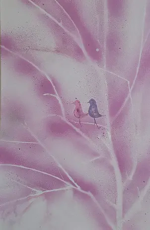 Ewa Mościszko - Our Rendez-Vous, acrylic painting on canvas, 50x40x1cm