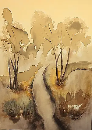 Alicja Wysocka, Natura w sepii II, Inne, Obraz akrylowy, Techniki mieszane - płótno, 50 x 70