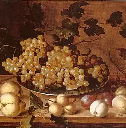 Balthazar van derAst - Nature morte, peches, Prunes, Poires et Raisins