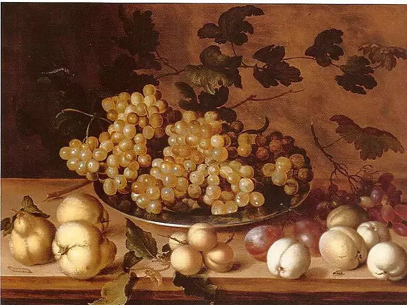Balthazar van derAst - Nature morte, peches, Prunes, Poires et Raisins