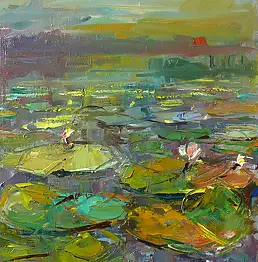 Krzysztof Tracz, Nenufary, Obraz olejny - płótno, 50 x 65