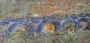 Eryk Maler, Waterloo Bridge, Oil painting - , 90 x 45