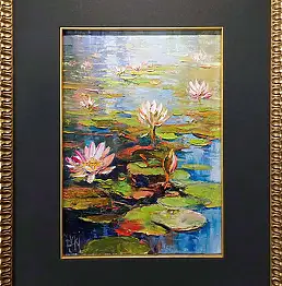Paweł Łącki, Кувшинки, Масляная картина - холст, 25 x 35