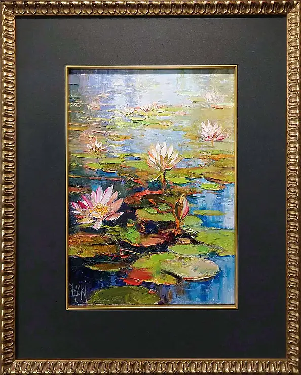 Paweł Łącki, Кувшинки, Масляная картина - холст, 25 x 35