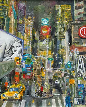Stanisław Młodożeniec - New York - Time Square by Night