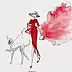 Adriana Laube, "Just a walk with the dog", Watercolors, Other - paper, 30 x 42