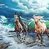 Teresa Kopańska - N'arrêtez pas les chevaux Peinture à l'huile sur toile