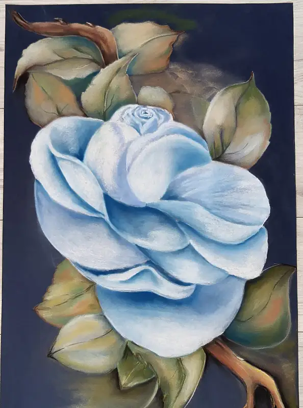 ilona jankowska wojtek, Голубая роза, Пастель - картон/цупкий картон, 50 x 70