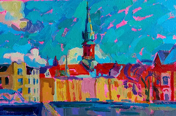 Anastasiia Kurkova, Niebieski Most, Obraz olejny - płótno, 70 x 40