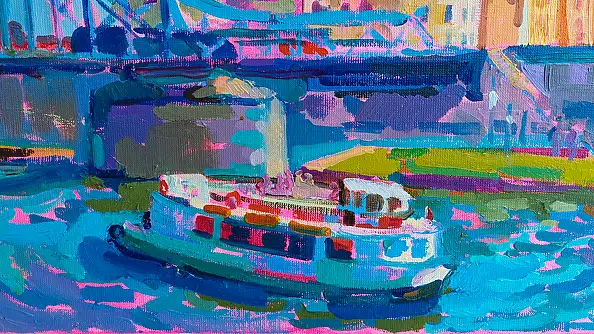 Anastasiia Kurkova, Niebieski Most, Obraz olejny - płótno, 70 x 40