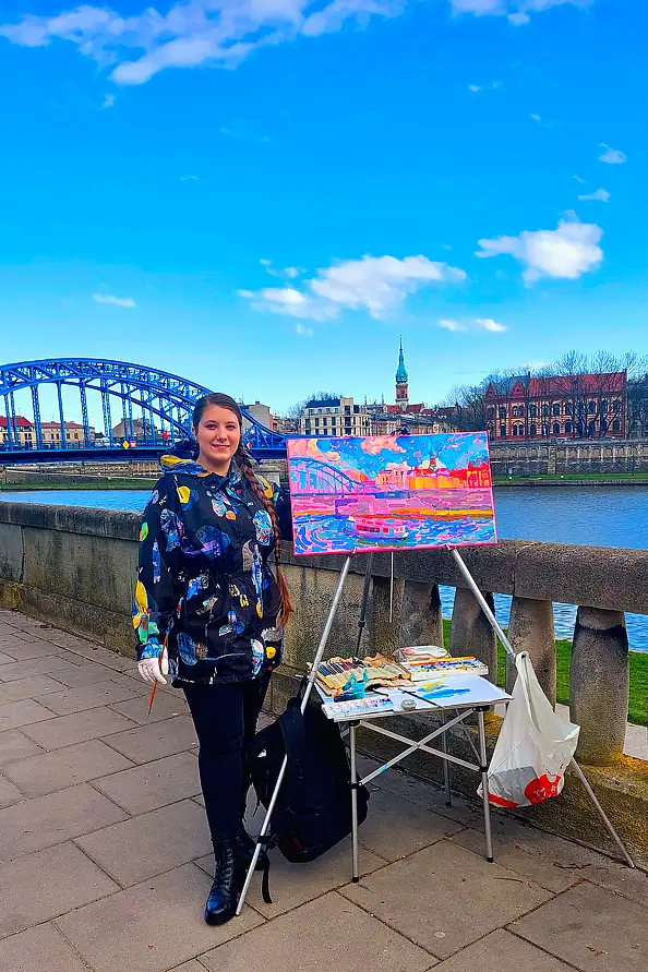 Anastasiia Kurkova, Niebieski Most, Obraz olejny - płótno, 70 x 40