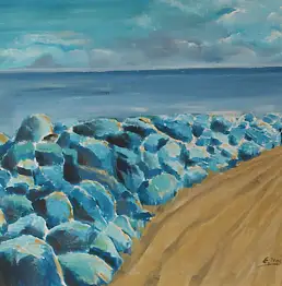 Ewa Nowiszewska, синий, Акрилова картина - холст, 60 x 50