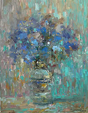 Krzysztof Tracz - Fiori blu in un vaso