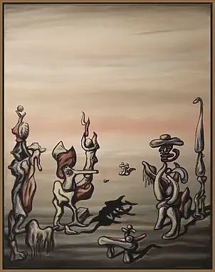 Zbigniew Suwała, Uncle's unexpected arrival, Acrylic painting - canvas, 45 x 60