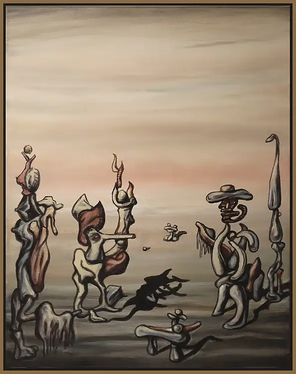 Zbigniew Suwała, Uncle's unexpected arrival, Acrylic painting - canvas, 45 x 60