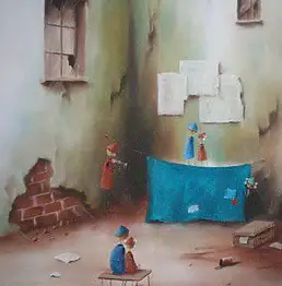 Dariusz Twardoch, Itinérant théâtre podwórkowy, Pastel - papier, 40 x 50