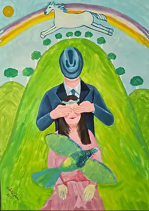 Elżbieta Sulecka, Nuit de Kupala, Peinture à l'huile - toile, 49 x 70