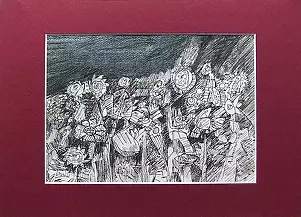 Anna Skowronek - Noc w ogrodzie -  czarno biały rysunek, oryginał, unikat