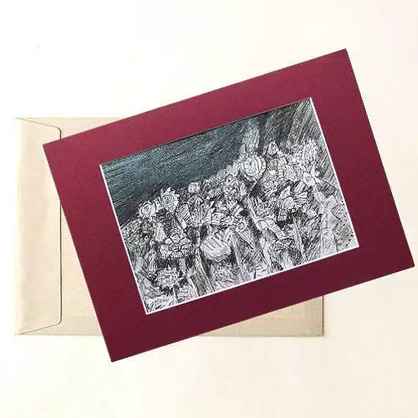 Anna Skowronek - Noc w ogrodzie -  czarno biały rysunek, oryginał, unikat