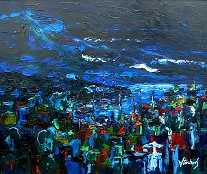 Jerzy Stachura - Night at the harbor II