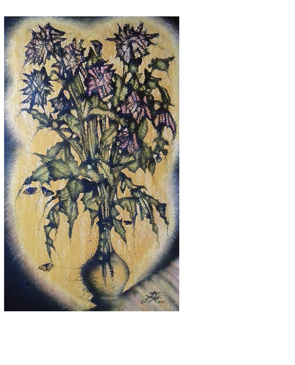 Rafał Jarosz - Night Hollyhocks with White Butterflies