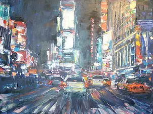 Kazimierz Komarnicki - Nowojorska ulica wieczorem