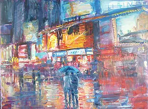 Kazimierz Komarnicki - Nowy Jork Spacer w deszczu