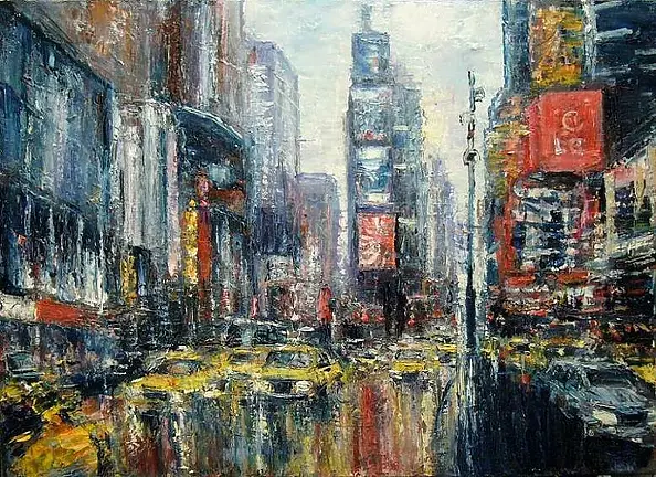 Kazimierz Komarnicki - Nowy Jork. Ulica w deszczu