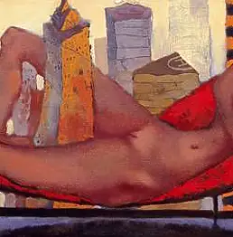 Vladimir Kupyansky, Ню Йорк - Ню-Йорк!, Масляная картина - холст, картон/цупкий картон, 75 x 32