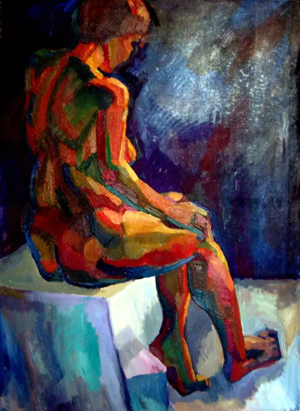 Drozdova Mariia - Nude on a cube