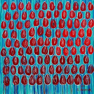 Edward Dwurnik - OBRAZ OLEJNY Czerwone Tulipany 100x100