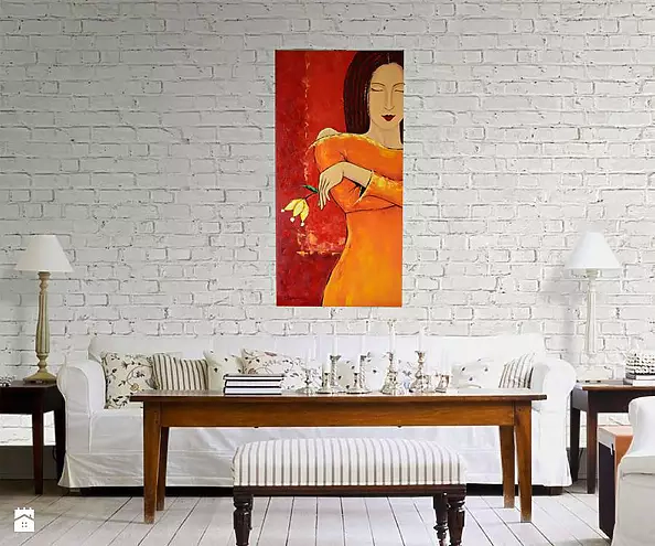 Sylwia Drążkowska - OBRAZ OLEJNY - 'DZIEWCZYNA I KWIAT'