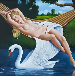 Rafał Olbiński - OBRAZ OLEJNY - Leda after the sin