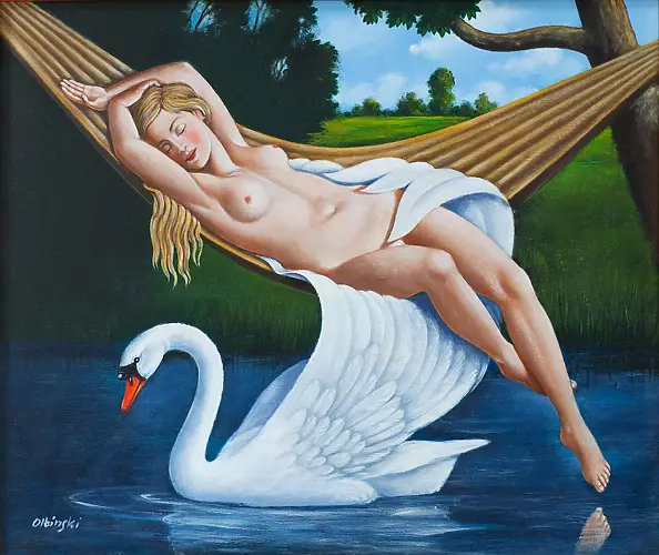 Rafał Olbiński - OBRAZ OLEJNY - Leda after the sin