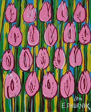 Edward Dwurnik - OBRAZ OLEJNY Różowe Tulipany