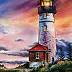 Yana Yeremenko - "OLD LIGHTHOUSE" watercolor drawing