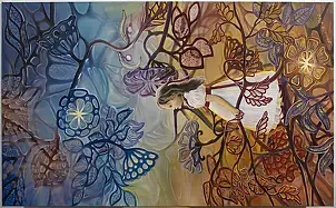 Aleksander Stolicki, OLEŃKA W MAGICZNYM OGRODZIE, Obraz olejny - płótno, 80 x 130